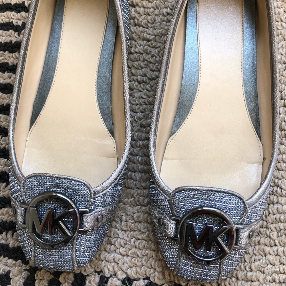 Michael Kors glitter flats in silver